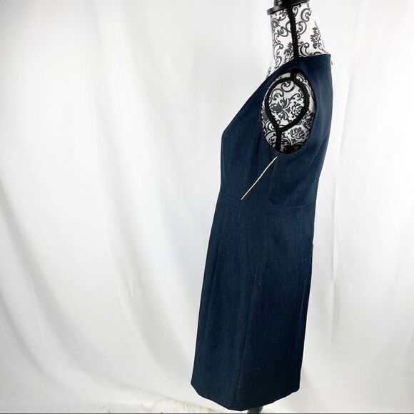 Tahari Exposed Zipper Pencil Dark Wash Midi Dress - Picture 6 of 10